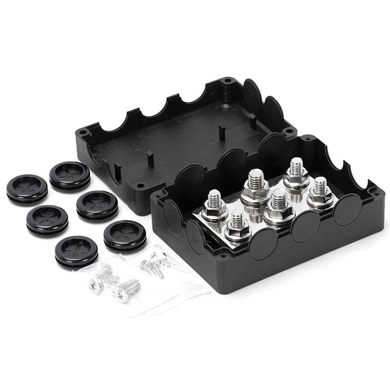500A Marine Bus Bar 48V Automotive Power Distribution Block Big Current 6 Studs Plastic Cover Parts For Car Boat Auto Black-A87Q