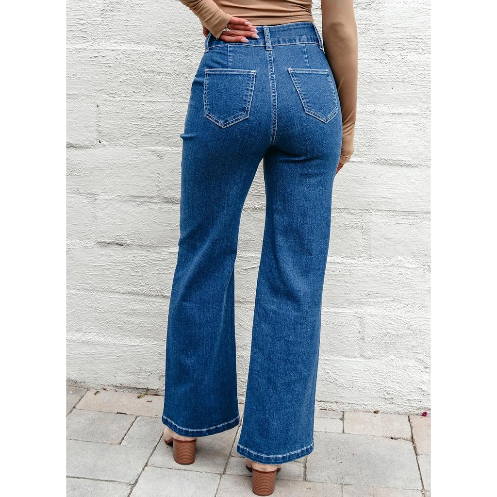 Ladies' Retro Straight Leg High Waisted Jeans