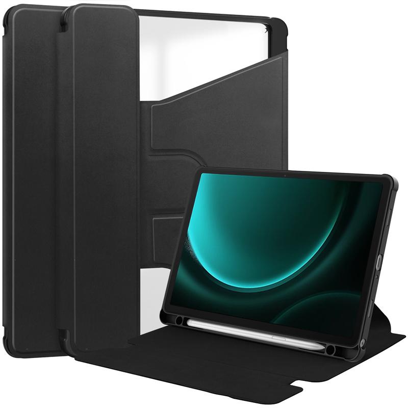 

Чехол для Samsung Galaxy Tab S9 FE Plus 12,4 с держателем для ручки, вращающийся на 360 градусов кожаный акриловый прозрачный чехол-подставка на заднюю панель с поддержкой клавиатуры S9 FE Plus 12.4 inch