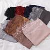 Lace Edge Silk Scarf Solid Color Ramadan Headscarf Versatile Sunscreen Shawl  Women Headwear
