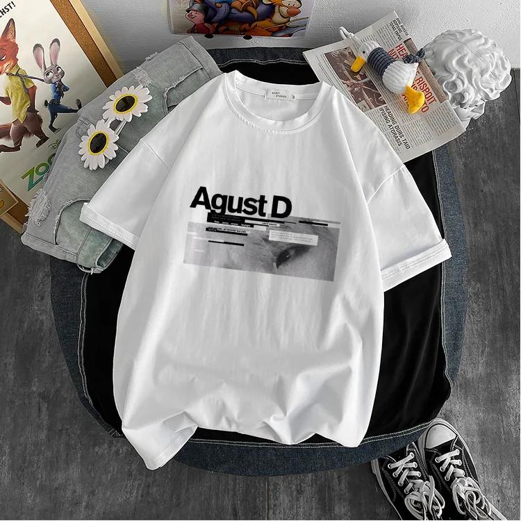 New Korean Version of KPOP Agust D Printed T-shirt D-2 Album Unisex T-shirt Yoongi Shirt Teen Clothes Cool