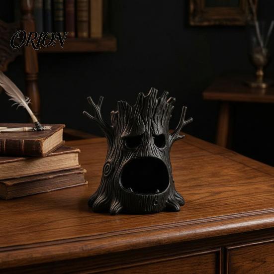 Vintage Style Table Centerpiece 3D Printed Spooky Tree Candle Holder, Creepy Stump Figurine Mysterious Shadow Light for Halloween Decoration, Desktop