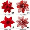 8/16Pcs Glitter Christmas Decorations Artifical Flowers Christmas Tree for Home Decor Fake Flower Xmas New Year Gifts Ornaments