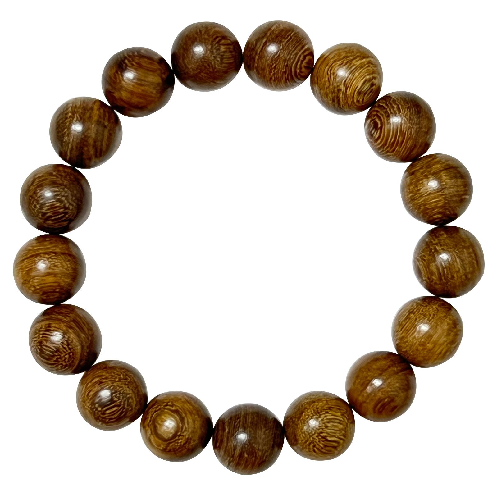 

12mm Wooden Beaded Bracelet for Men Handmade Sandalwood Elastic Bangle Natural Wood DIY Beading Charms 12mm