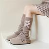 Soft Cotton Long Stockings Solid Color Pile Sock Sweet Knitted Socks  3-12 Year Children