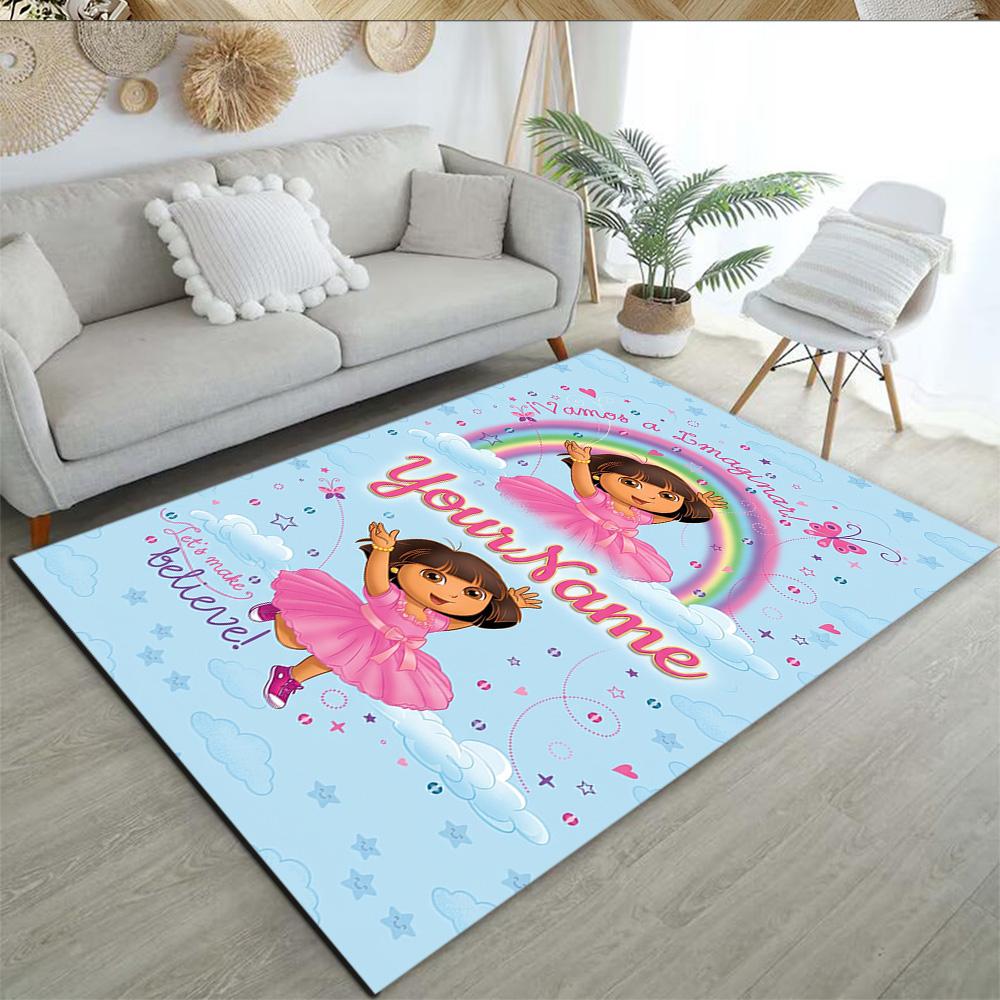 Dora Explorer Personalized Name Floor Mat Perfect for Game Room Playrooms Outdoor Entryway Anti-slip Rug Decorate Offices Birthday/Christmas Gift