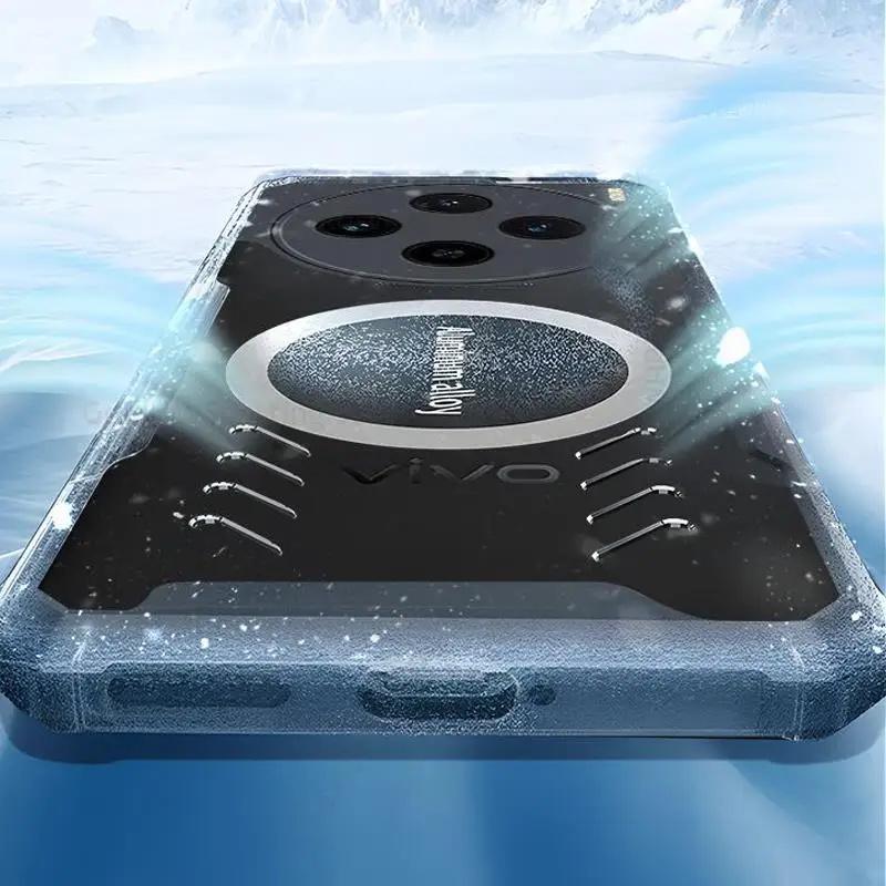 Cases For Vivo X100 Pro 5G Cooling Heat Dissipation Magnetic Transparent Case For VIVO X Note X90S X80 X100 Pro For Magsafe Magsafing Acrylic Cover