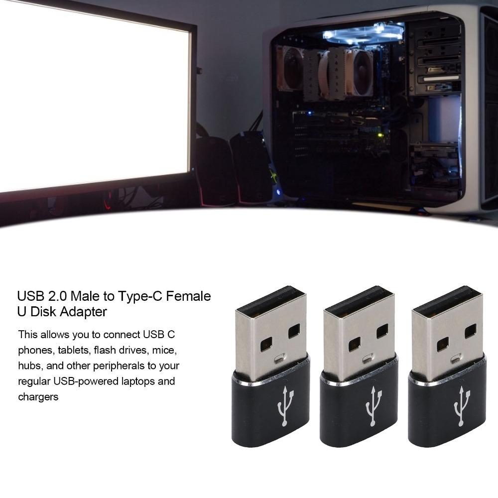 3PCS U Disk Adapter USB to TypeC Adapter USB C Female to USB Male Adapter Computer Use
