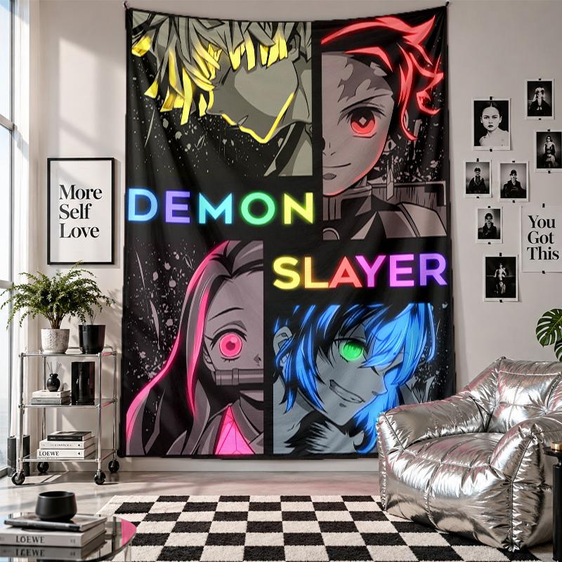 Wall TapestryDemon Slayer Art Hanging Cloth Decorative Background Cover for Room Decoration