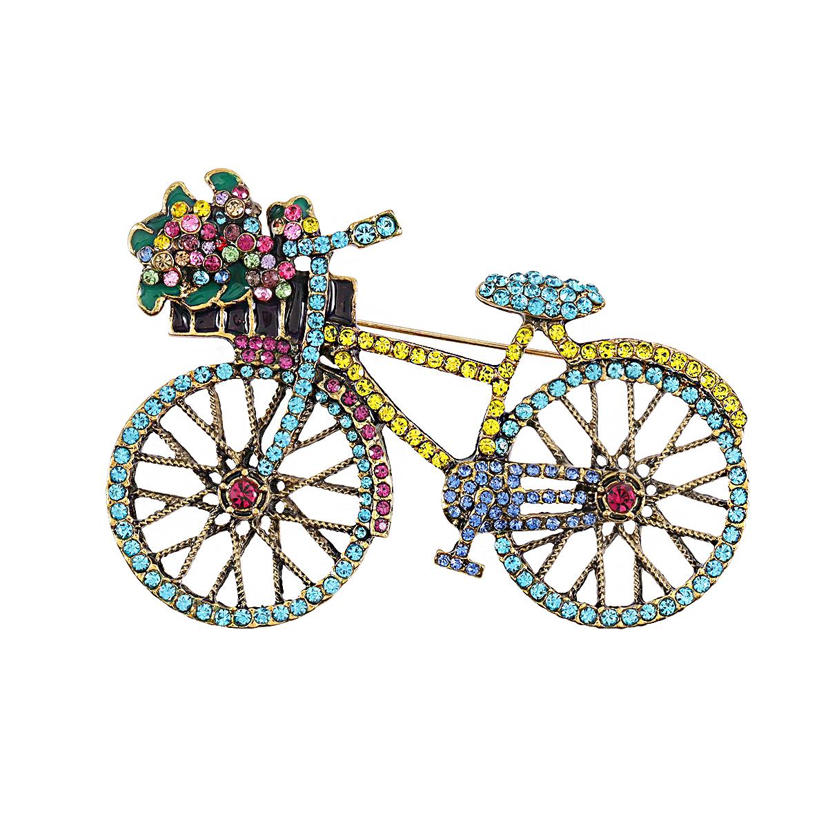 Weiman Jewelry Factory Bicycle Flower Outlet Pins and Brooches Customized Retail  XD824077 Bicycle