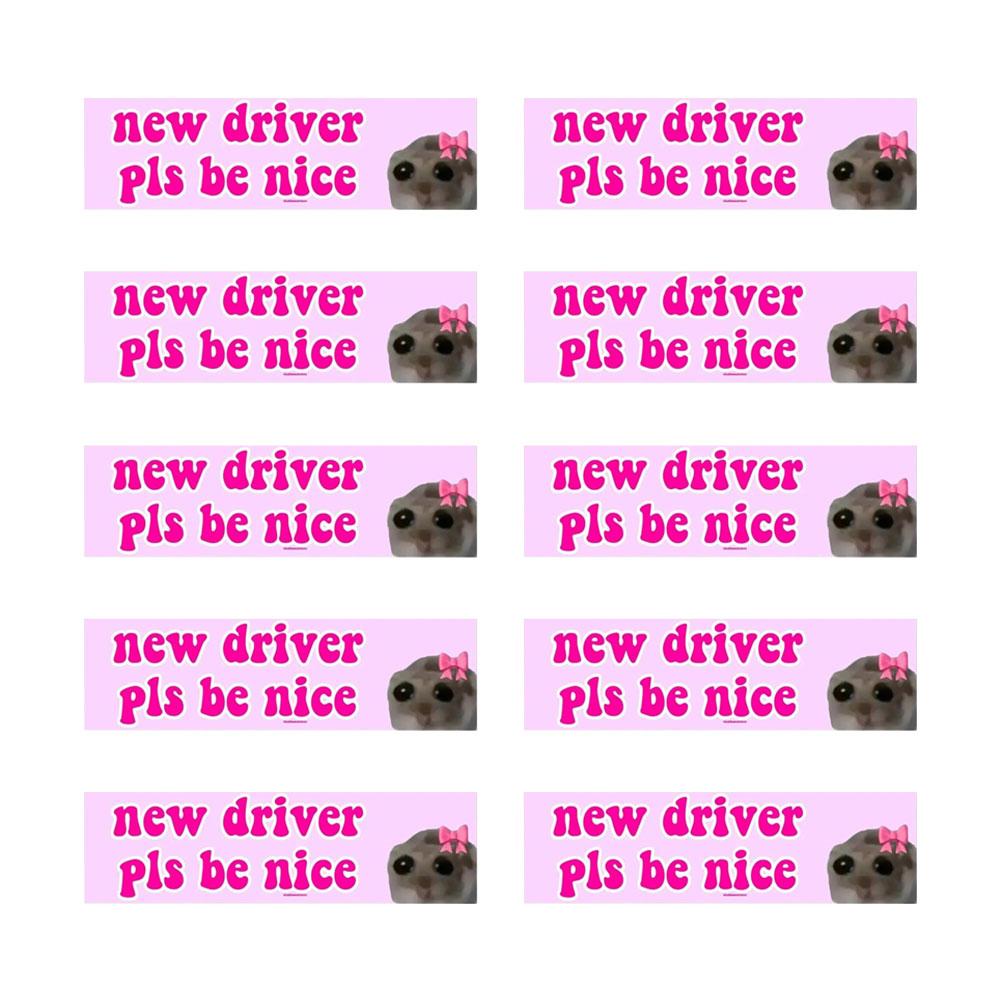 New Driver Please Be Nice Sticker Funny Meme Waterproof StickerSelf Adhesive Learner Driver Sticker Car Accessories