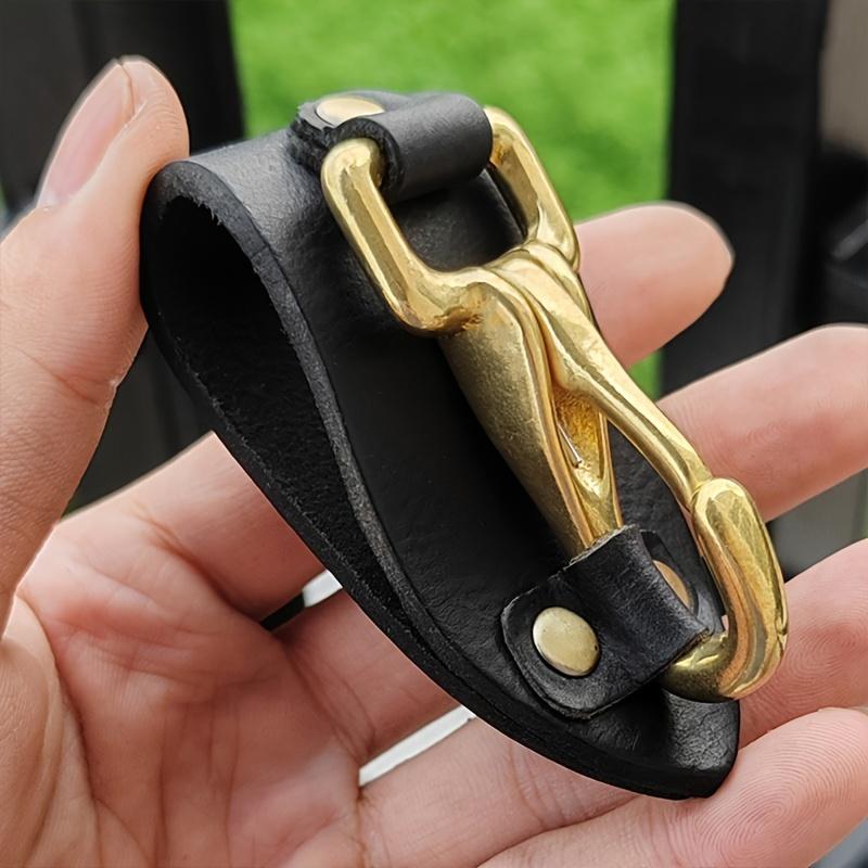 1PC Handmade Keychain Waist Hanging Creative Leather Copper Accessories Leather Belt Leather Circle Practical Belt Outdoor Hook