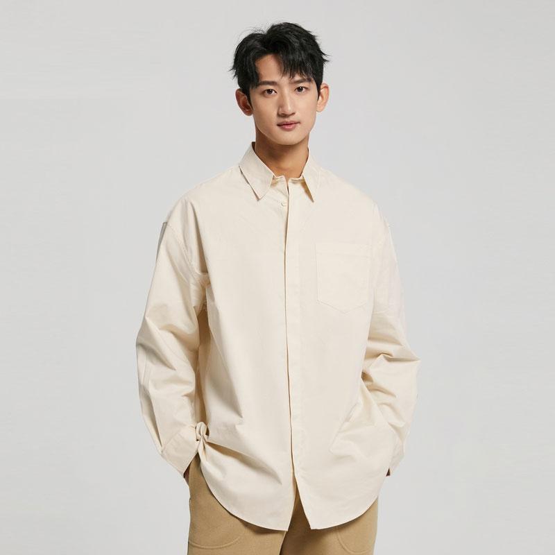 Calvin Klein Solid Color Loose Single-Breasted Long Sleeve Shirt Men Tops Off-White 40JM110-5G1