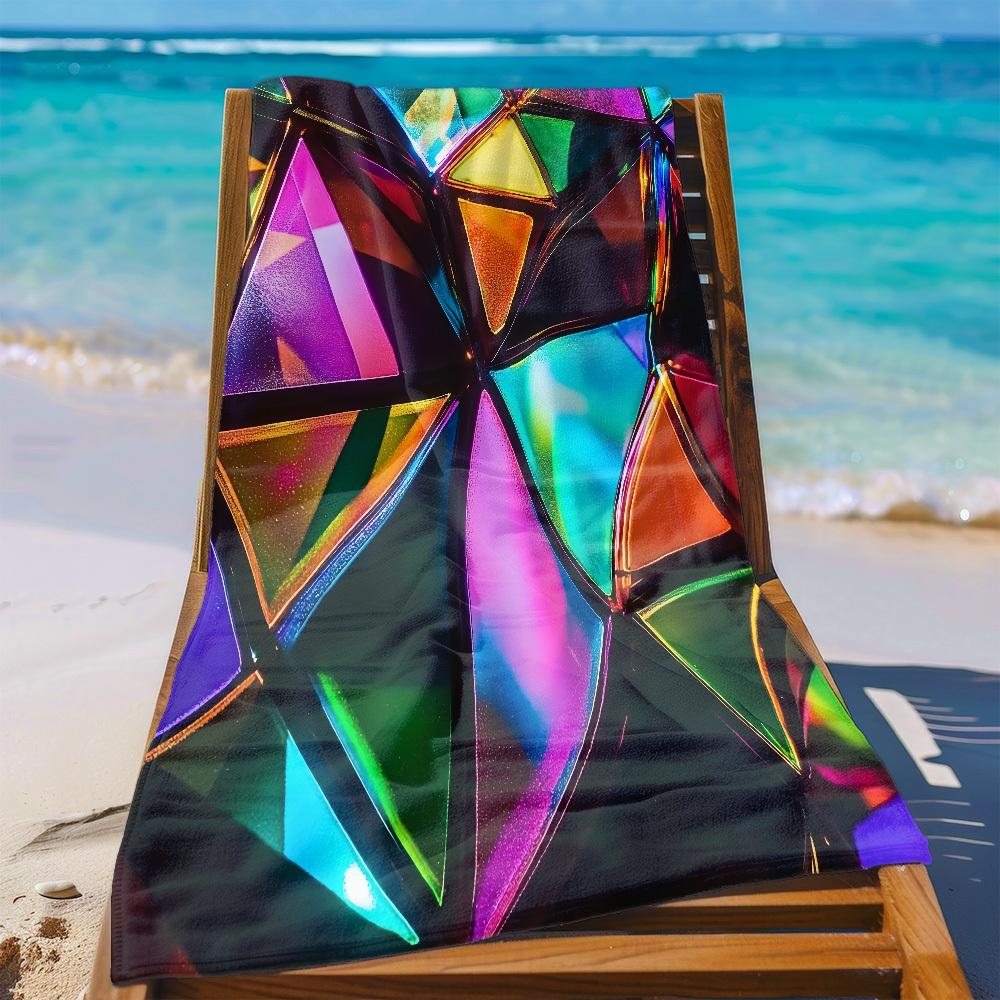 1pc Colored Crystal Beach Towel - Soft, Ultra-Absorbent Microfiber, Lightweight, Perfect for Beach, Parties, Travel, Camping -