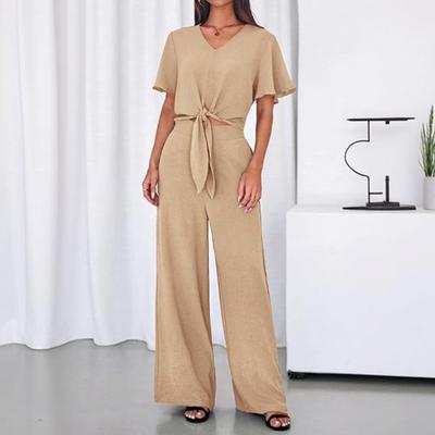 Damen Zweiteiliges Sommer Leicht Lockeres Oberteil und Hose Freizeitset