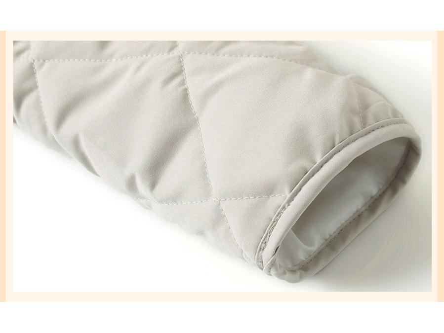 Dámský podzimní/zimní lehký a hřejivý bavlněný kabát - Módní krátká prošívaná bunda pro ženy středního a staršího věku.