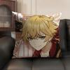 Thoma Genshin Impact Cute Cushion Cover Natural Linen Organic Fabric Double-Sided Printing Sofa Home Decor Gift Pillow Case