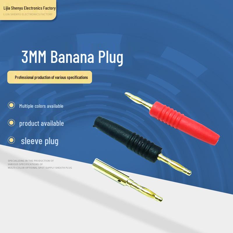 Медный банан-штекер с золотым покрытием для аудиоколонок (2,0 мм и 3,0 мм, Паяемый тип)
