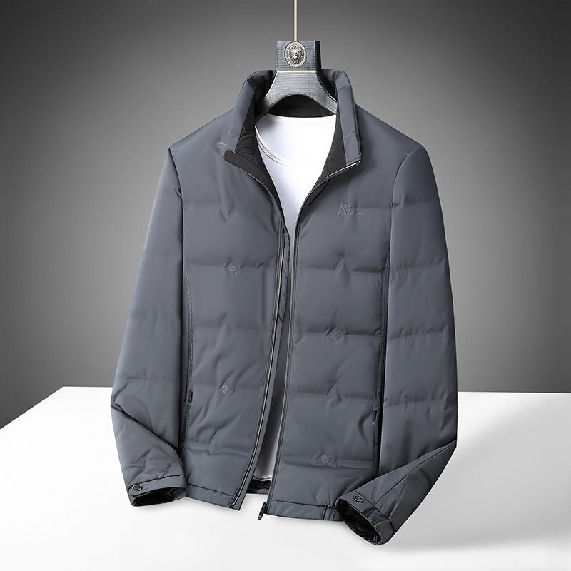 

Men s Plus Size Warm Duck Down Coat - 2025 Autumn/Winter Fashionable Stand Collar Jacket 2XL сірий колір