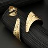 2PC European And American Women's Vintage  Leaf Shaped Bangle Ring Set Punk Metal Adjustable Bracelet Party Jewelry Accessory