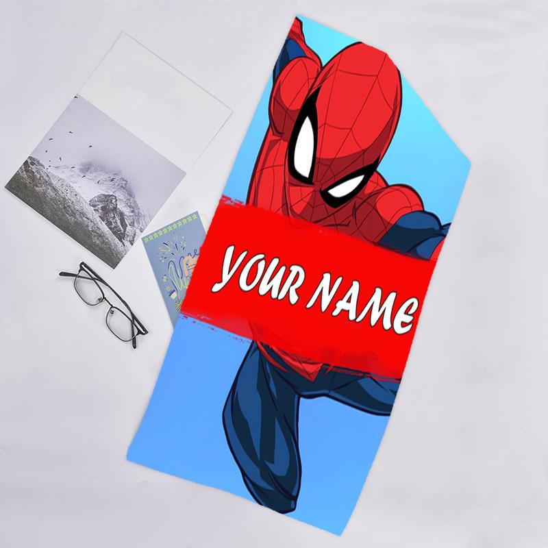1pc Spider Man1 Beach Towel with Custom Name, Beach/Swimming/Bath/Picnic/Camping Towel, Suitable for Seaside Beaches