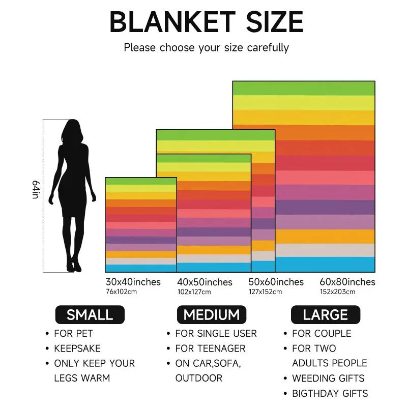 1 manta de franela de color arcoíris, suave, adecuada para sofá, cama, oficina, uso en todas las estaciones.