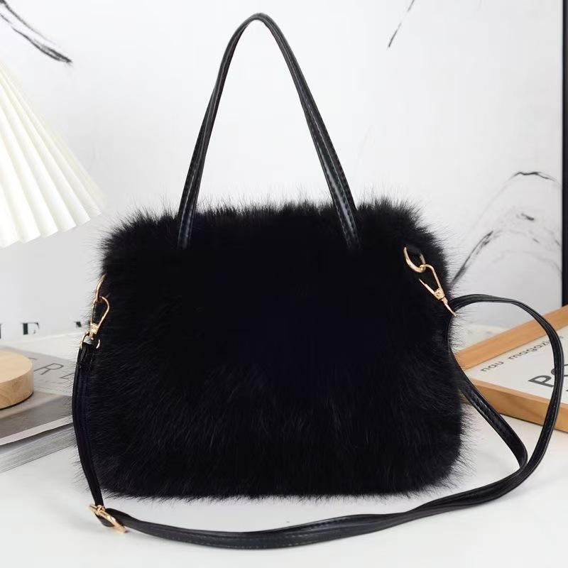 Autumn and Winter New Plush Handbag, Korean Version of Versatile One-shoulder Messenger Tote Square Bag, High-end Fashion Women's Bag