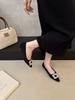 2025 New Pointed Flat-soled Single Shoes Women's Rhinestone Square Buckle Shallow Mouth Ladyshoes Versatile Commuter Professional Work Shoes Ladyshoes
