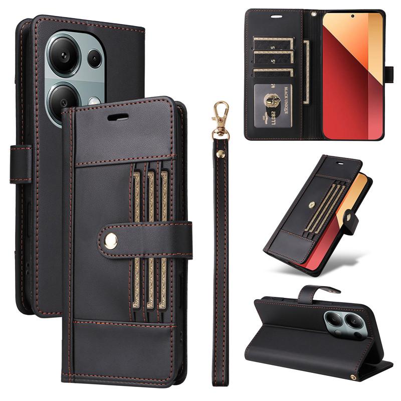 Clamshell Leather Wallet Case For Xiaomi 14T 13T 12T 11T Pro 5G Flip Cover Phone Case All-inclusive Business Outside 6 Card Slot