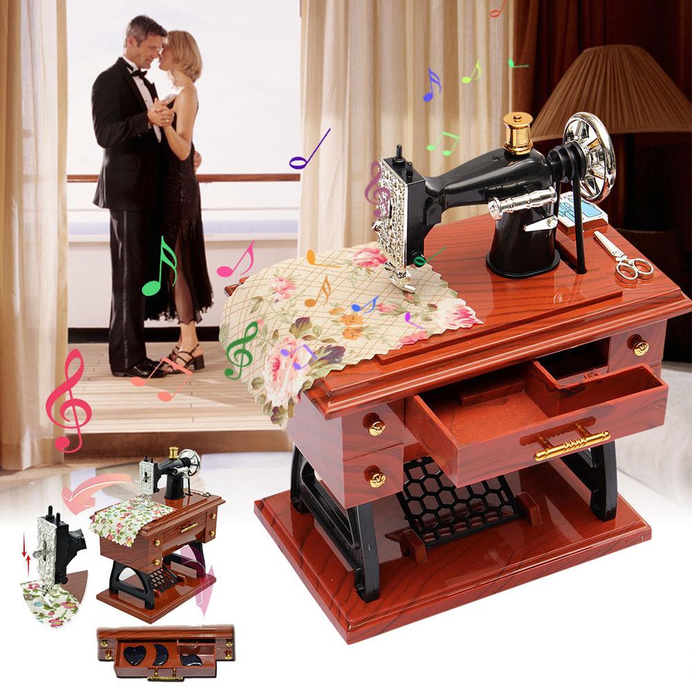 Crafts Home Mechanical European Mini Sewing Machine Birthday Gift Table Decoration Music Box