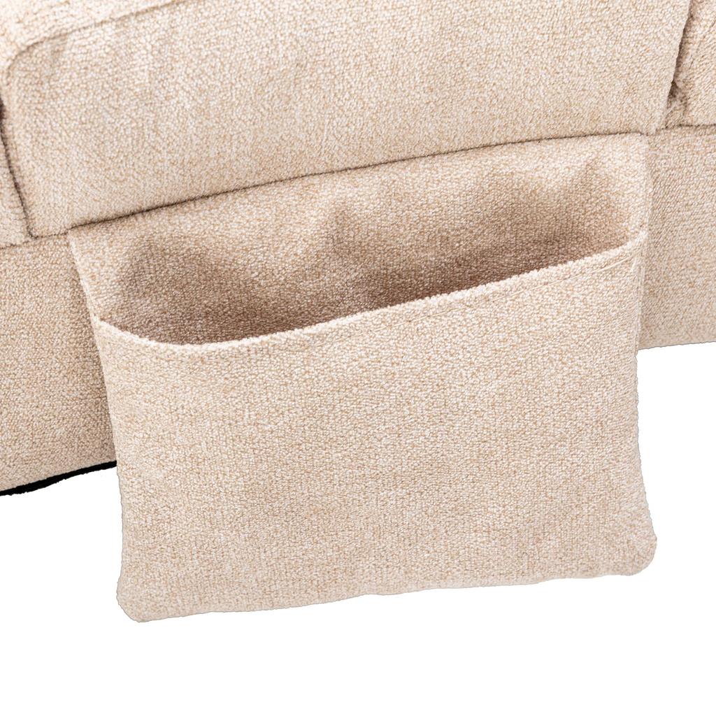 Relaxation Sofa, Full-body Supported Fixed Sofa, Soft Vibration Function and Side Pockets, Modern Living Room Furniture