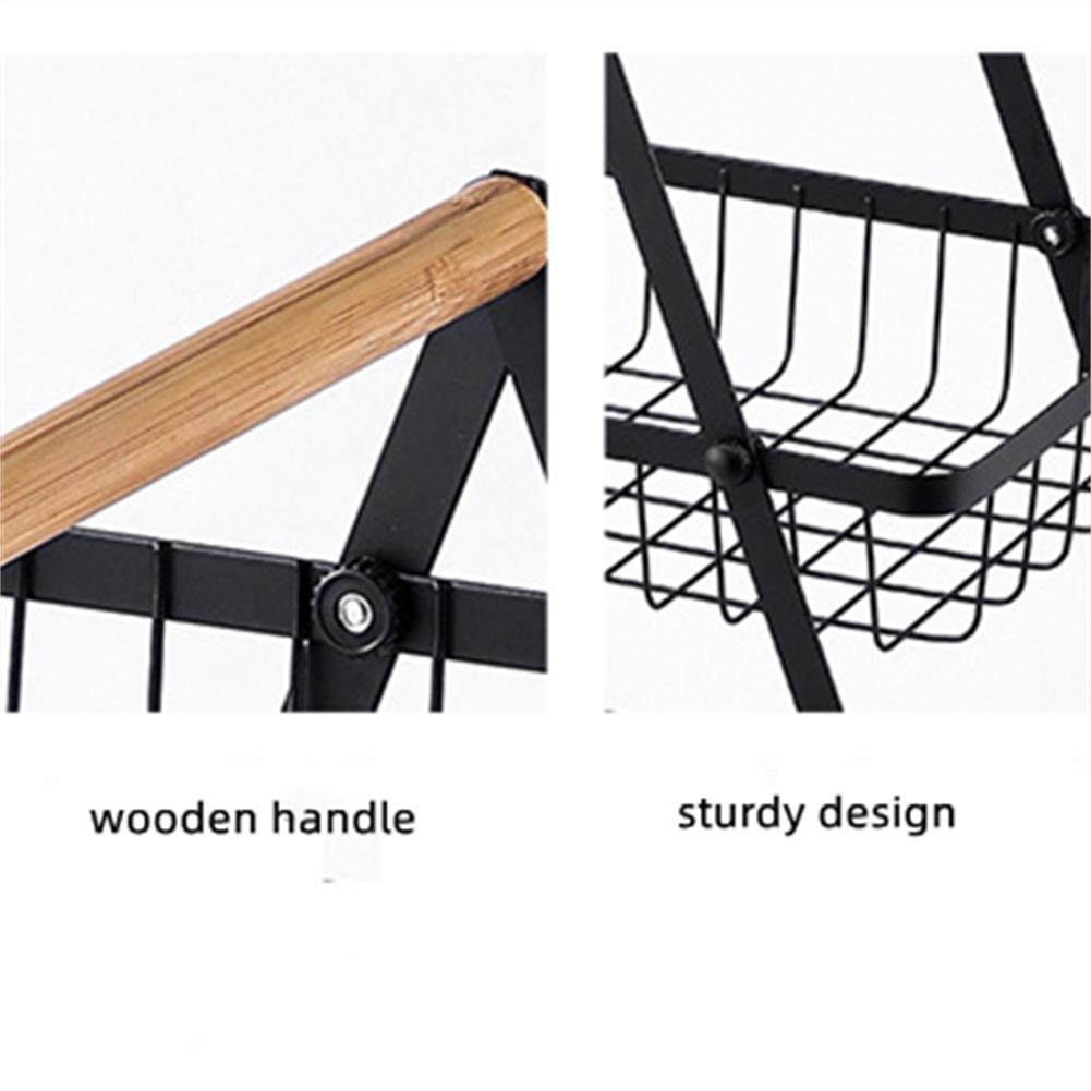 2 Tier Wire Fruit Basket Rectangle Metal Standing Basket Fruit Vegetable Garlic Caddy Freestanding Rustic Decorative Organizer