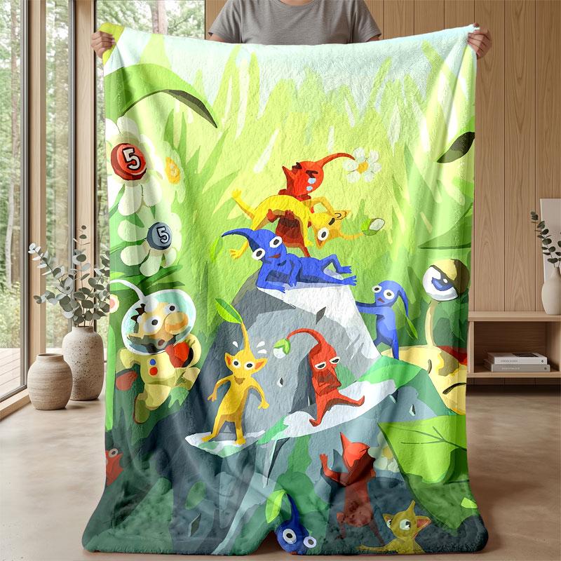 Soft Flannel Blanket Lightweight Cozy Bedroom Living Room CoverPikmin