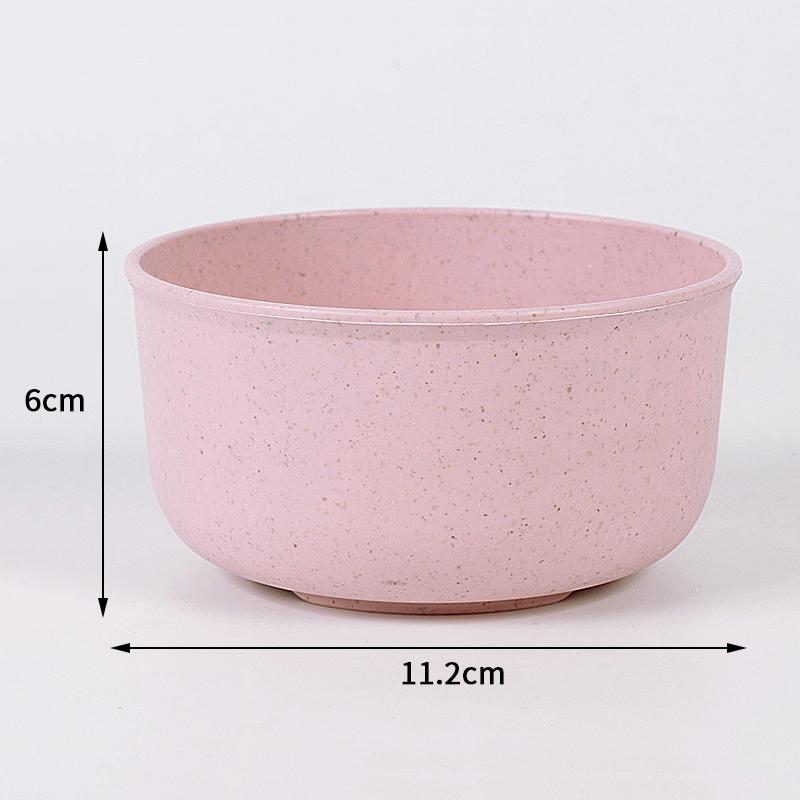 1Pc Solid Color Wheat Straw Food Bowl Lightweight Fruit Vegetable Dessert Rice Bowl Household Dining Tableware Kitchen Gadgets
