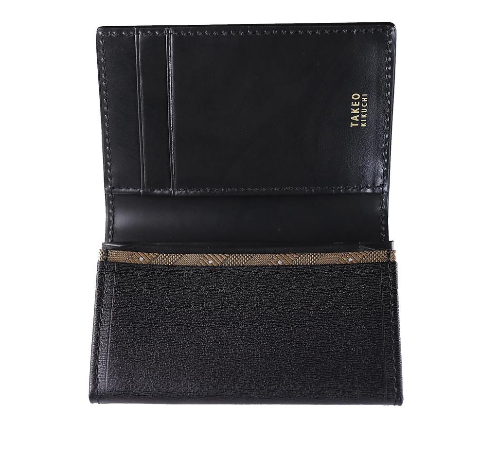 Business Card Holder Genuine Leather 728612 Max Fukin Machi Card Case Card Holder Card Storage Cowhide Italian Leather Black X Gold [Takeo Kikuchi]