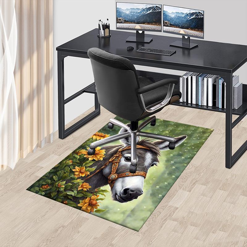 1PC Donkey Flowers Non-Slip Floor Carpet Compatible for Office&Living Room&Bedroom&Dining Room - Flat- Soft & Pattern, Vibrant Colors-W274