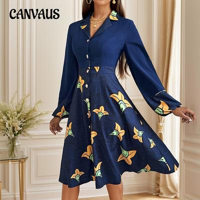 Autumn Women's Dress High Waist Cardigan Printed Dresses