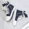 Unisex High-Top Canvas Shoes: New Autumn Black & White Style with Thick Soles, Breathable, Versatile, Casual for Men and Women.