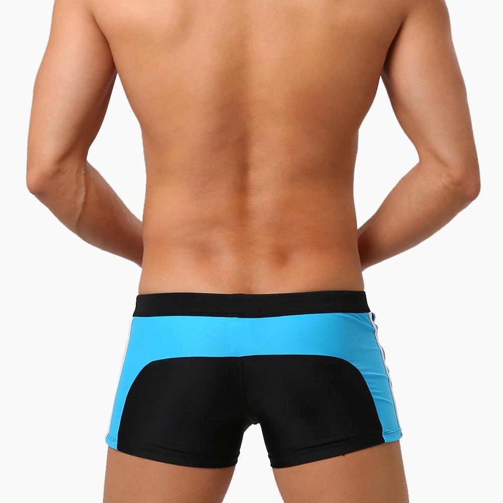 UXH Color Block Fashion Swim Trunks with Anti-Exposure 3D Pouch - Colorful Square Leg Beach Shorts