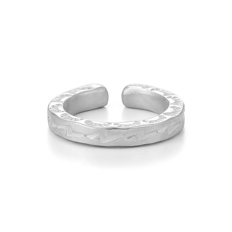 Adjustable Open Ring Men Women Lightning Motif Plated Geometric Vintage Style Statement