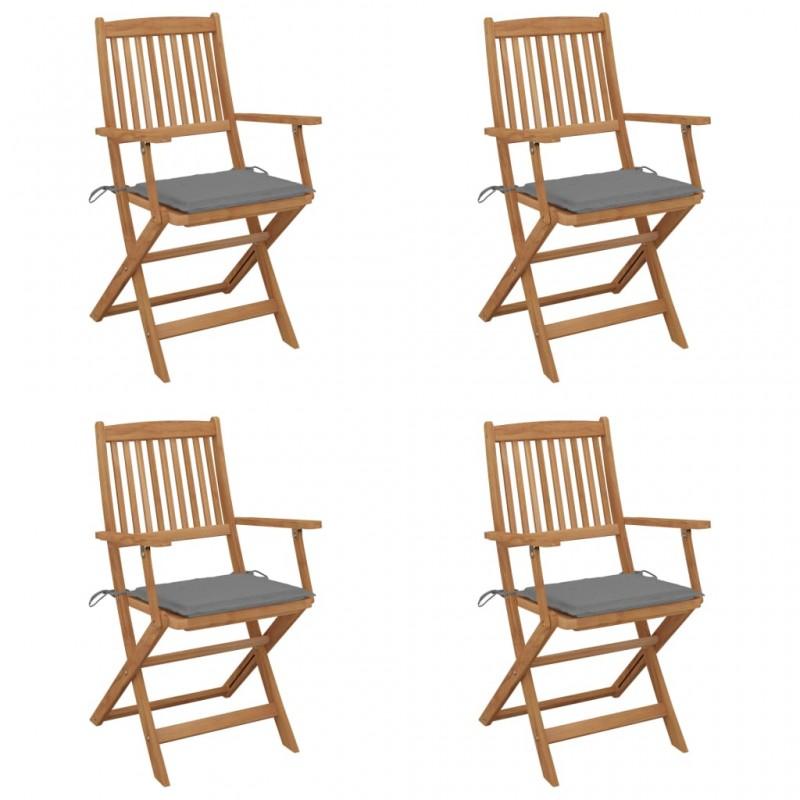 Day and Night - Day and Night Folding Garden Chairs 4 Units and Cushions Solid Acacia Wood