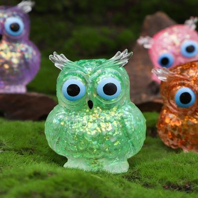 Yousheng Glitter Owl Squeeze Toy Slow Rebound Stress Relief Clear Bird Sensory Toy Anxiety Relieving Stress Ball Animal Shape Relaxation
