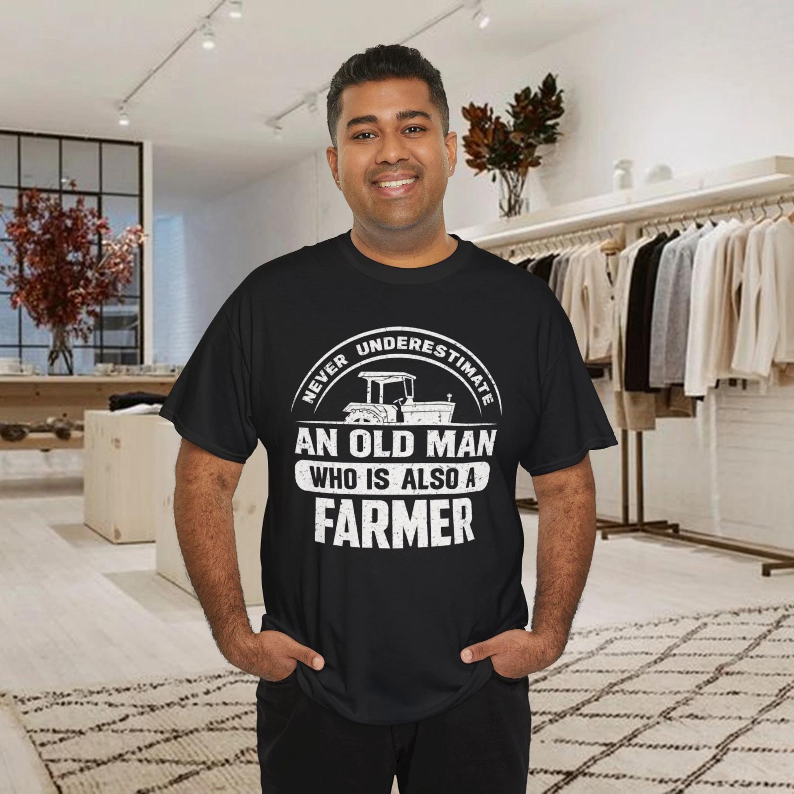 

Never Underestimate Old Man Farmer Tractor Graphic T-shirt XL