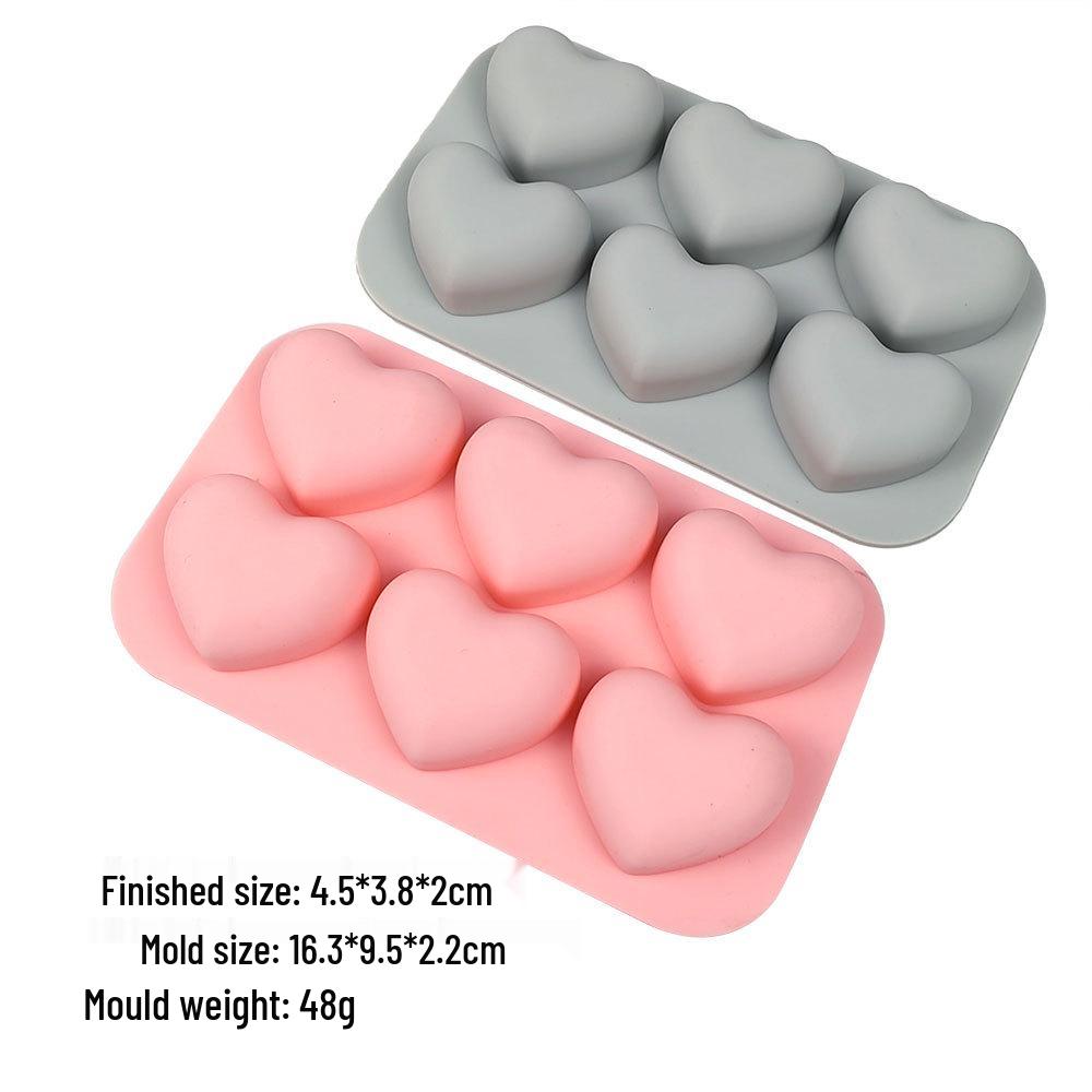 Valentine's Day DIY Heart Cake Mold - Six-Cavity Silicone for Mousse & Chocolate