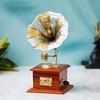 Premium Rajasthani Antique Vintage Sparkle Square Brass Gramophone Showpiece for Home Decor |Gift Item for Home and Living Room