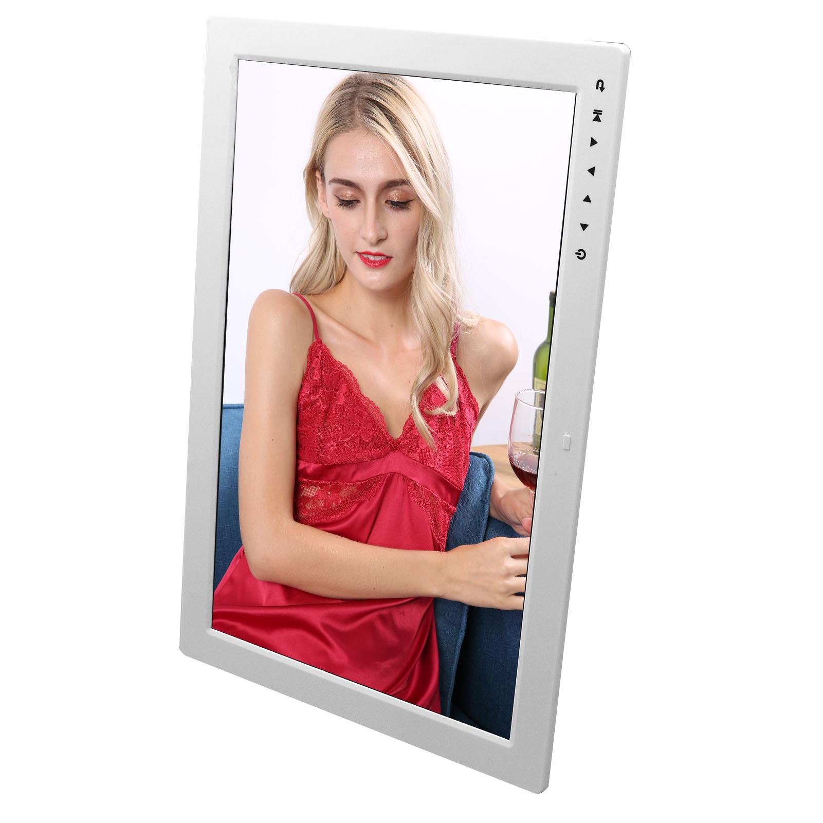 

17-дюймовая цифровая фоторамка с сенсорной кнопкой, многофункциональная, видео, фото, воспроизведение музыки, часы, календарь EU Plug