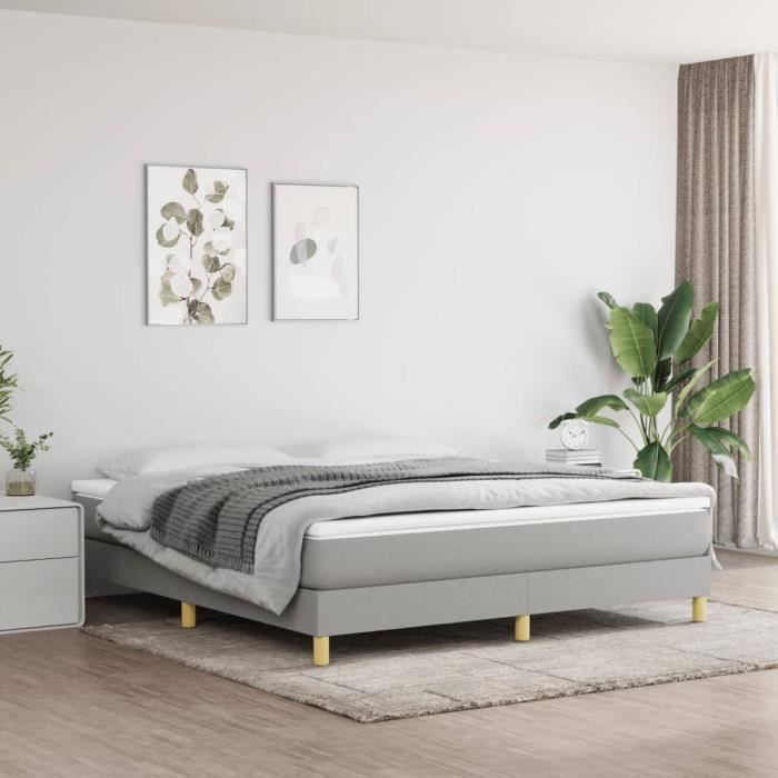VidaXL Lit à sommier tapissier avec matelas Gris clair 180x200cm Tissu - Modèle 3144191