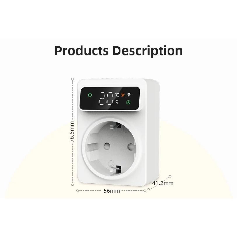 Tuya Wifi Digital Thermostat Socket 16A Precision Plug Remote Temperature Controller Timer Switch Cooling Heating 3M NTC Sensor