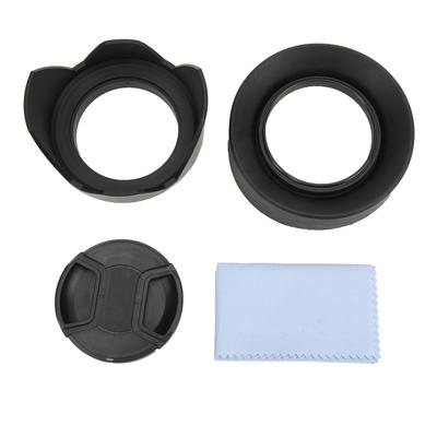 4‑in‑1 Lens Hood Set with Rubber Lens Hood Lotus Hood Lens Cap and Cleaning Cloth67mm