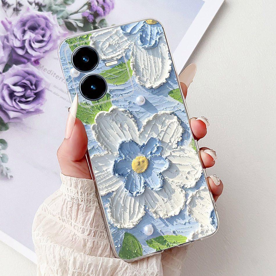For Vivo Y22 Y22s Y22t V2206 V2207 Elegant Floral Butterfly Phone Case For Vivo Y22 Y22S Y22T 4G Soft Silicone TPU Cases